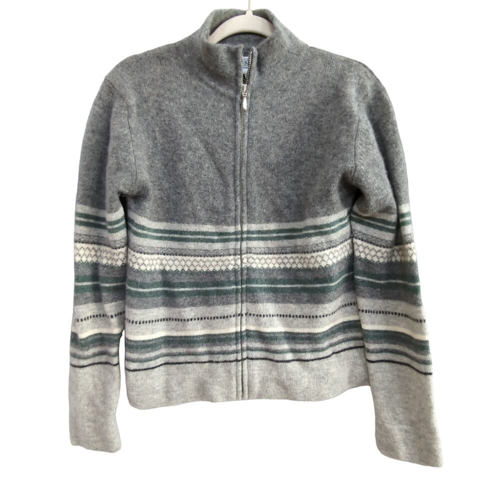 Skyr Lambswool Sweater Womens Medium Full‎ Zip Gray Ski